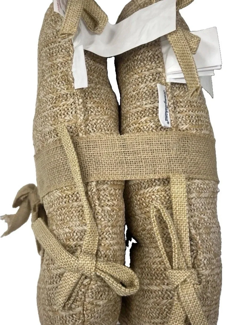 NEW x2 Tommy Bahama Seat Cushion Set Tan Woven Faux Straw Raffia Indoor Outdoor